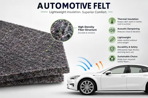 Die-cut automotive felt part shaped to a vehicle interior panel profile
