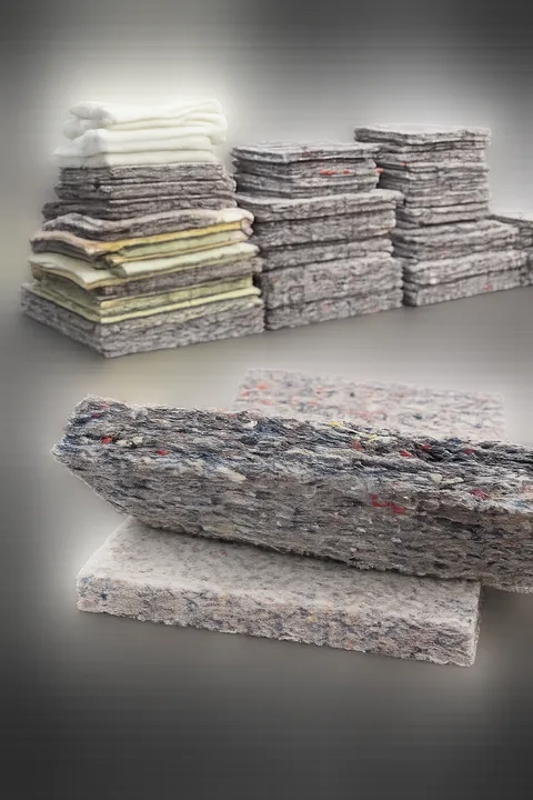 Felt material samples in various densities and colours